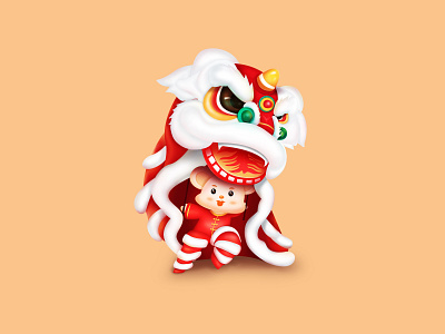 Lion Dance 2020 colorful drawing happy new year icon illustration lion red web