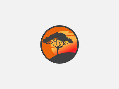Marula Tree + Sunset africa badge emblem lines logo logo mark sunset tree