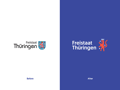 Freistaat Thüringen Redesign - Logo Comparison branding comparison corporate design corporate identity design lion logo logo comparison logomark redesign thueringen thuringia thüringen tobias möritz tobimori typography