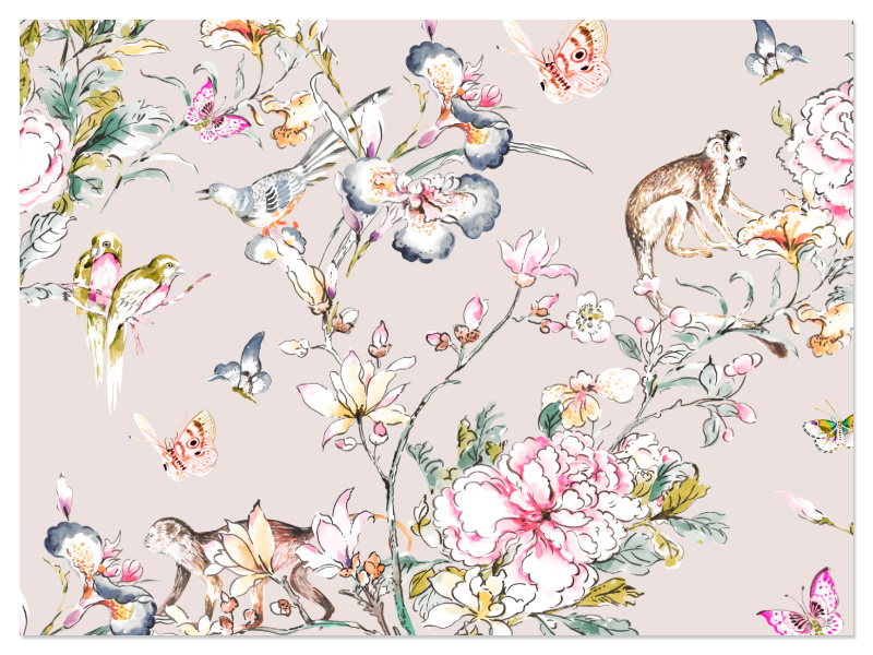 Okinawa japanese birds peonies chinoiserie illustration handpainted watercolor florals textiles seamless prints patterns