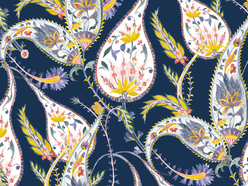 Paisley Elegance paisley fabrics handpainted art watercolor illustration fabric florals design textiles seamless prints patterns