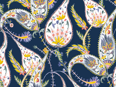 Paisley Elegance art design fabric fabrics florals handpainted illustration paisley patterns prints seamless textiles watercolor