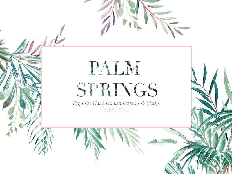 Palm Springs fresh design leaves fresh textile fabrics designs handpainted watercolor art illustration fabric florals design textiles seamless prints patterns