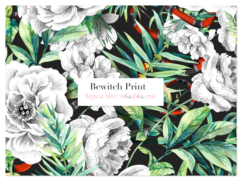 Bewitch leaves designs handpainted watercolor art fabric illustration florals design textiles seamless prints patterns