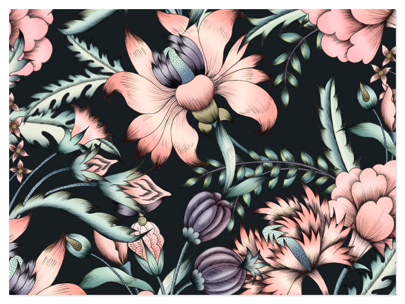 MidSummer designs handpainted watercolor fabric art illustration florals design textiles seamless prints patterns