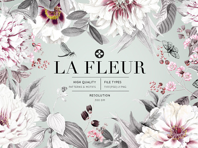 La Fleur art design designs florals illustration patterns prints seamless watercolor