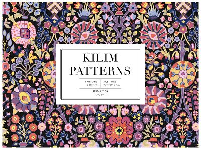 Kilim Print design florals handpainted illustration kilm patterns prints seamless silkroute textiles watercolor