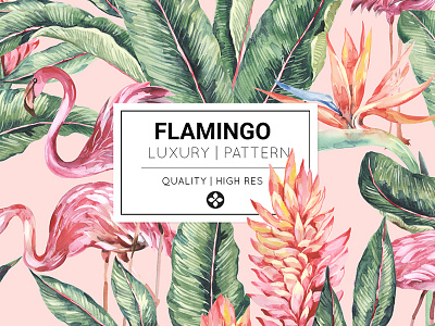 flamingo 2 birds design flamingo florals illustration prints seamless textiles tropical watercolor