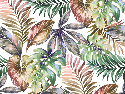 Palms prints art design florals illustration monstera patterns prints seamless textiles tropical leaves watercolor