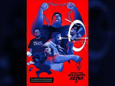 Super Ultra Dev Fighter Arena Pi art character design illustration indiegame poster