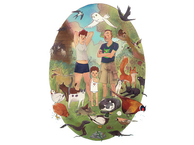 Family portrait characters digital illustration photoshop