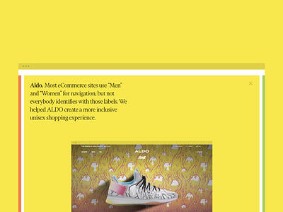 Brand New Portfolio - Aldo MX Case colorful design desktop responsive shoes ui website yellow