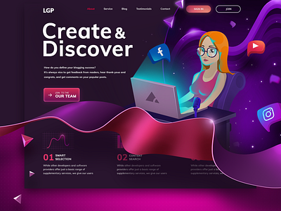 Account Analitics analytics application bloggers design illustration landing page social networks uidesign vector web