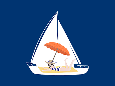 Riviera beach illustration sailboat sea vector