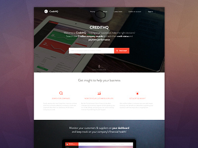 CreditHQ Homepage company credit design homepage responsive web search ui ux webdesign