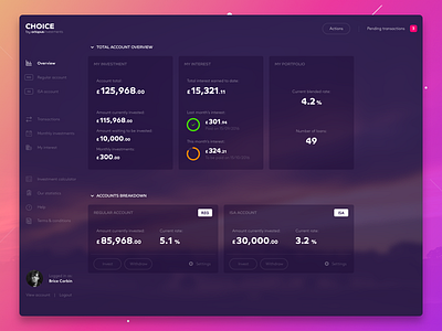 Choice Design for ISA Accounts Dashboard