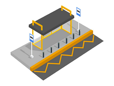 Isometric bus station design graphic design illustration illustrator web design