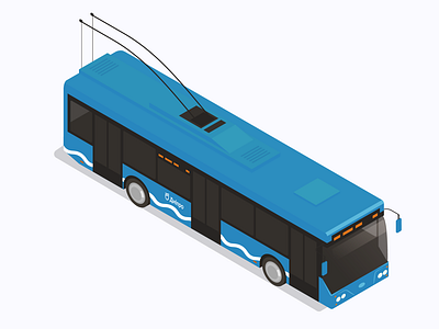 Isometric Dnipro city trolley