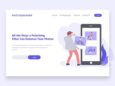 Photographer Landing Page add cart illustration landing page photographer product design product page