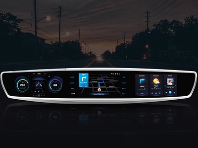 Car Backstage Design-HMI car dashboard design hmi music ui