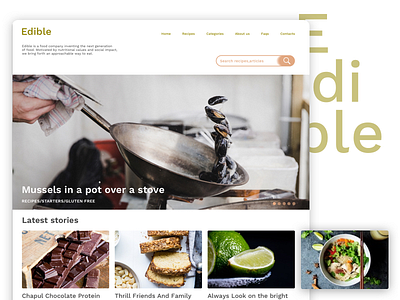 Edible animation design food home motion page recipes responsive space ui ux web