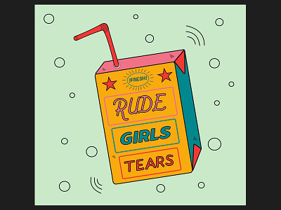 Rude Girls Tears juice box colorful illustration juice juice bar label packaging design