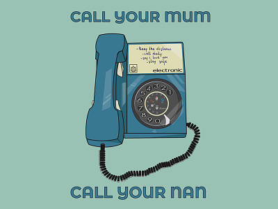 Call your mum! poster covid covid 19 covid19 illustration ilustrator retro staysafe vintage vintage design yugoslavia