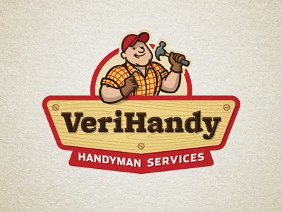 VeriHandy cartoon character construction gds graphic d-signs hammer handyman logo mascot