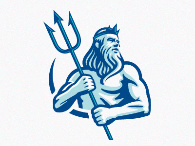 Atlantis illustration logo neptune poseidon trident triton vector