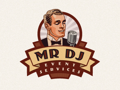 Mr Dj logo art deco illustration illustrative logo