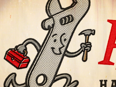 Wrench Mascot cartoon mascot character 1950s retro vintage devey jeffrey devey jeff devey