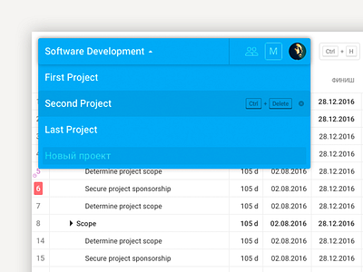 GyGantt select the project