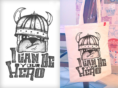 I can be your hero // Design for Pugs & Cats bag draw hero lettering pencil pug sketch typography