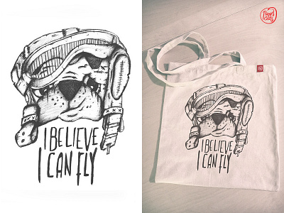 I believe I can fly // Design for Pugs & Cats bag believe draw handdrawing lettering pencil pug sketch typography