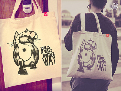 There is always another way // Design for Pugs & Cats another way bag cat draw handdrawing lettering pencil sketch typography way