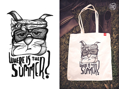 Where is the Summer? // Design for Pugs & Cats bag cat draw handdrawing kitty kittycat lettering pencil sketch summer typography