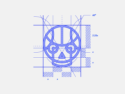 Hello Dribbble! branding debut grid icon identity line logo logogrid logomark skull