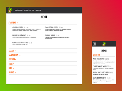 Food menu branding design illustration ui web