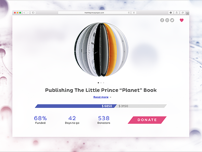 Daily UI 032 - Crowdfunding Campaign 032 campaign crowdfunding daily ui donate little prince planet book