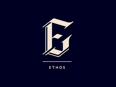 Ethos: E Letter calligraphy design lettering logo type