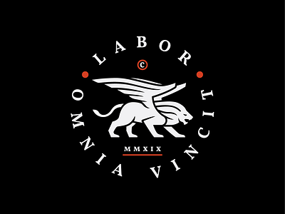 Labor Omnia Vincit Badge. badge branding graphic design gryphon illustrator logo seal