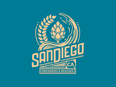 San Diego: Breweries & Beaches badge design beer breweries california design hospitality illustration san diego