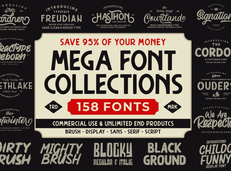 Download THE MEGA FONT COLLECTIONS 2020 by Garisman Std. on Dribbble