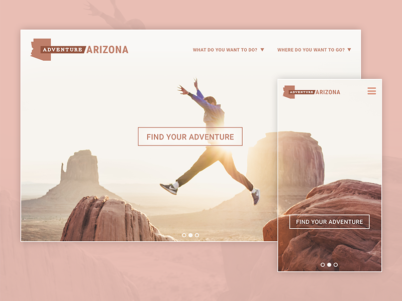 Adventure Arizona mobile desktop ui ux user-experience travel-site popular-destination concept webpage