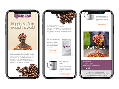 Kenyan Coffee Goods coffee concept design email iphone mockup ui ux