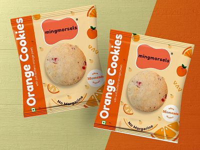 Orange Cookies Sachet branding business cookies design mockup package design product design