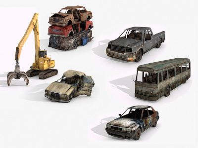 Junkyard Lowpoly 3D Models