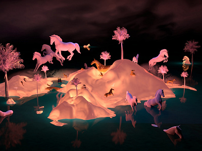 The Algae Island's Night 3d animal art artwork dark design digital illustration maya photography space symbol