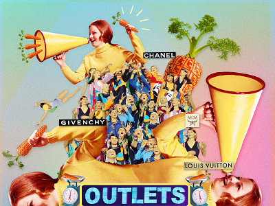 Outlets collage color design fashion graphic design model poster type typography visual design