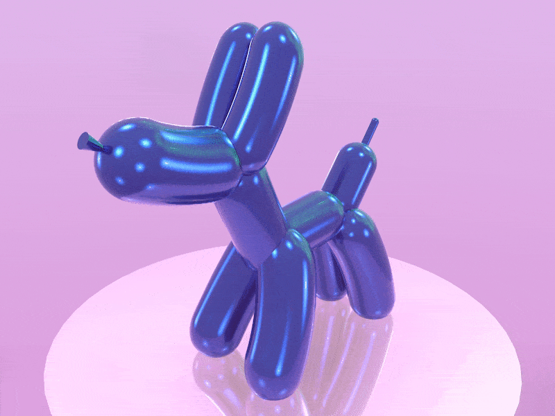 Balloon dog 3d animation c4d design minimal modeling motion texture